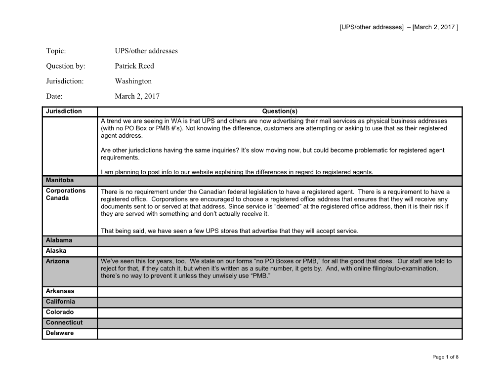 Topic:UPS/Other Addresses