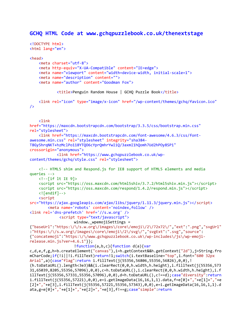 GCHQ HTML Code At