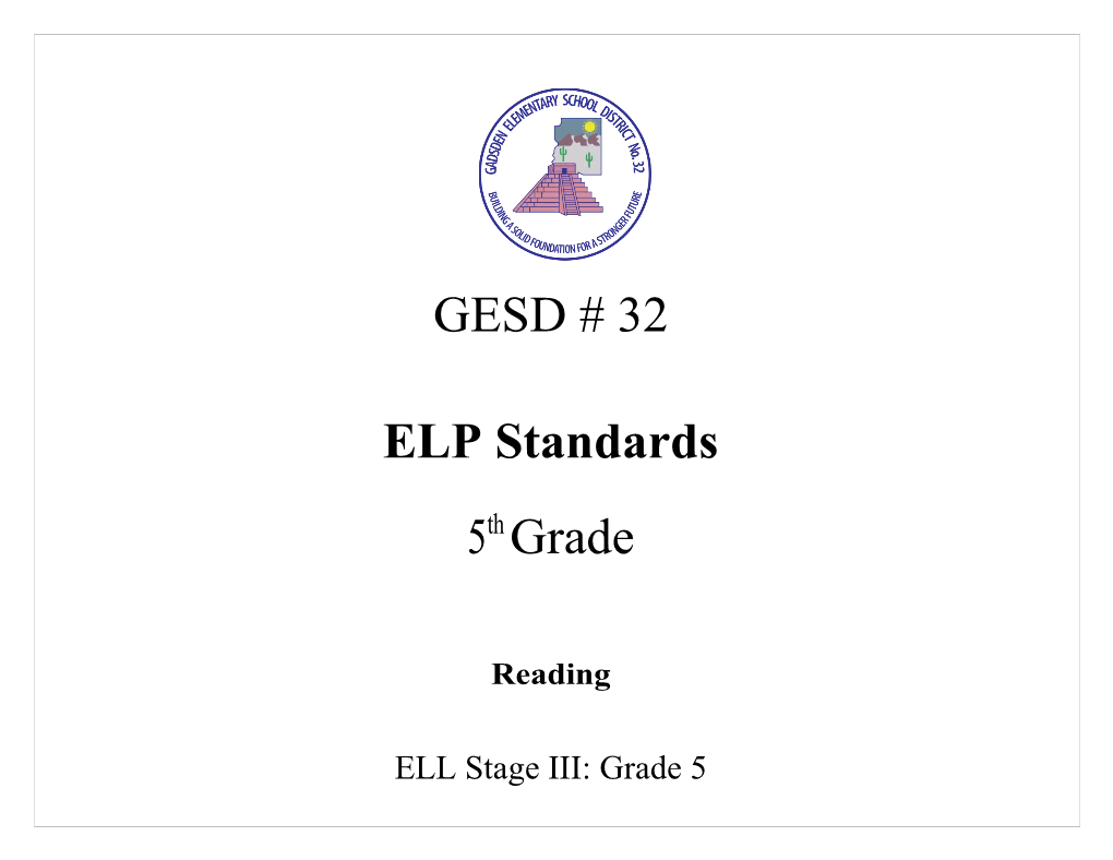 ELL Stage III: Grade 5