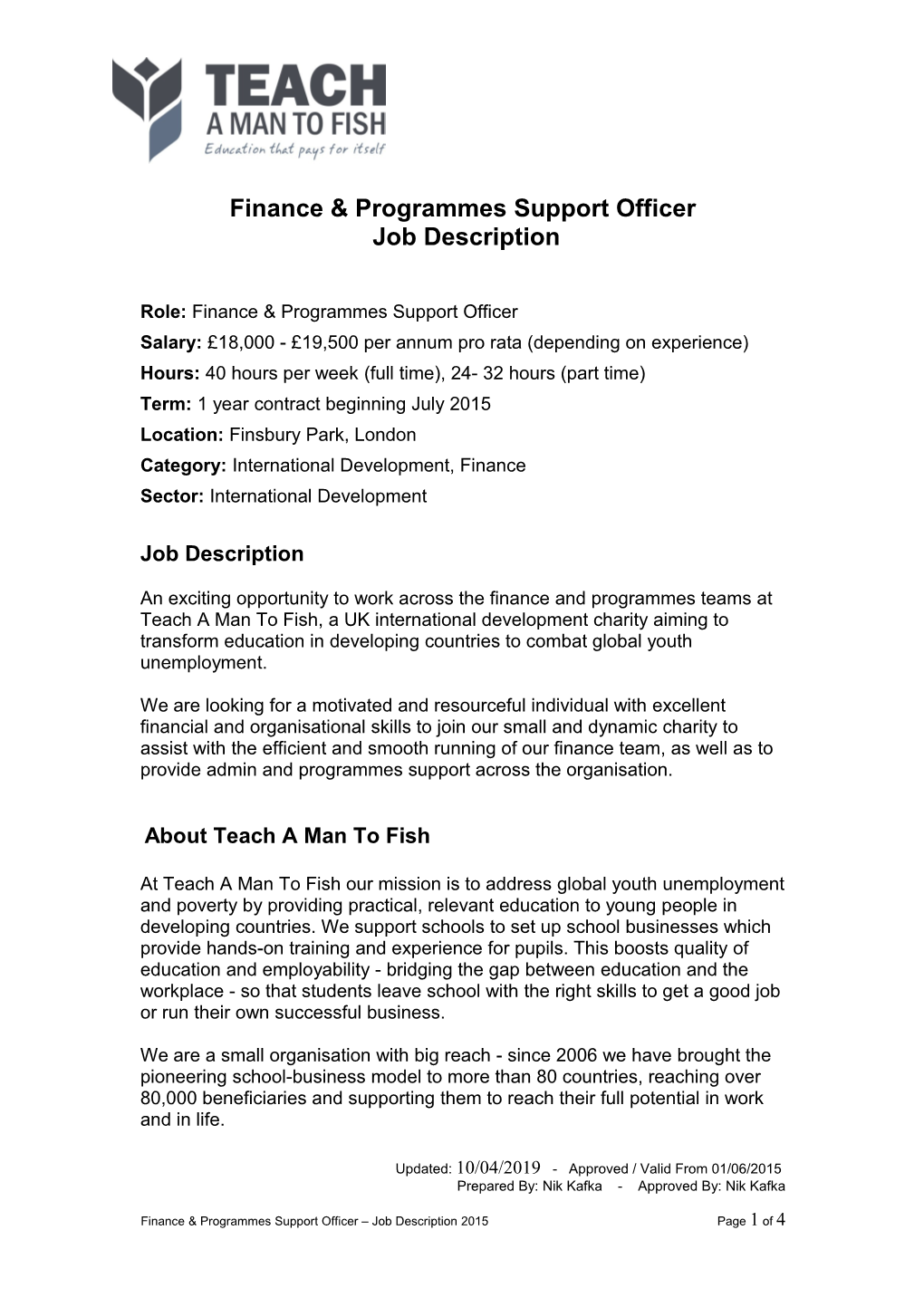 Job Description Western Kenya Field Officer