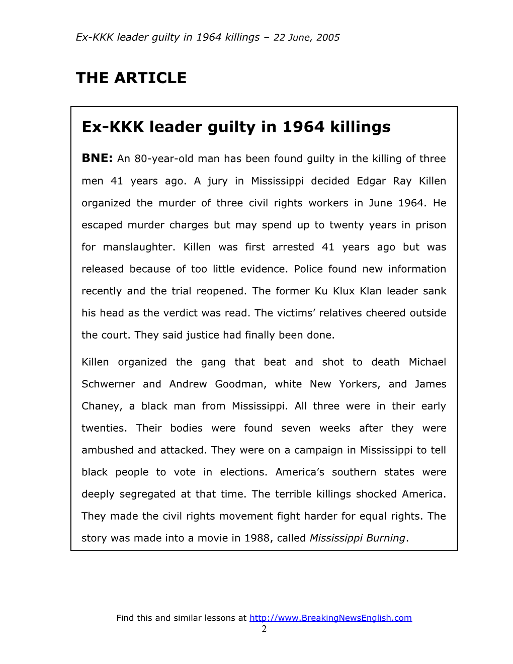 Ex-KKK Leader Guilty in 1964 Killings