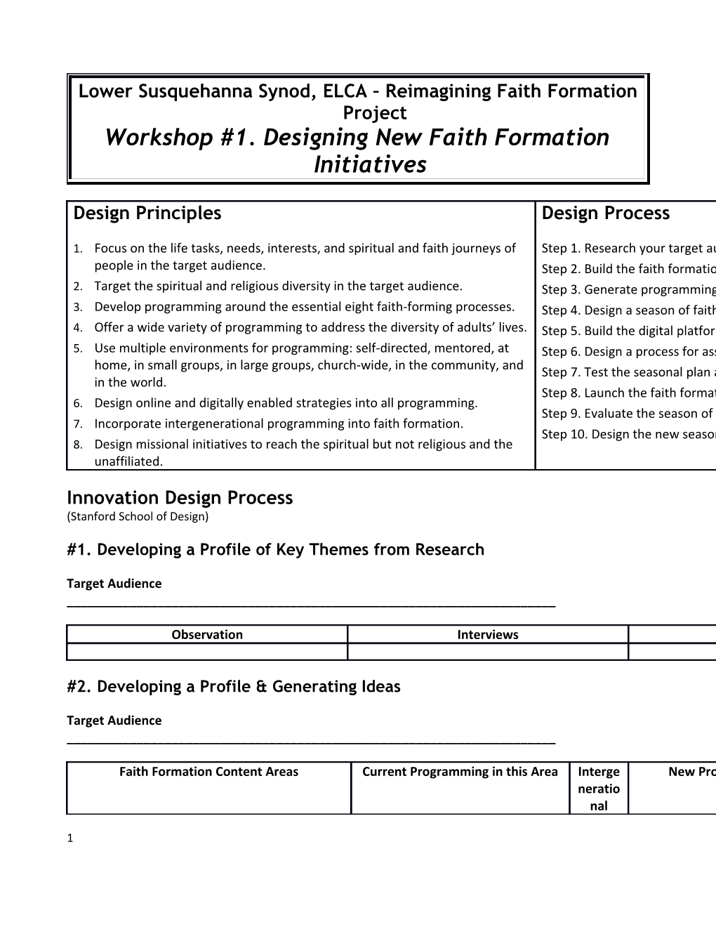 Lower Susquehanna Synod, ELCA Reimagining Faith Formation Project
