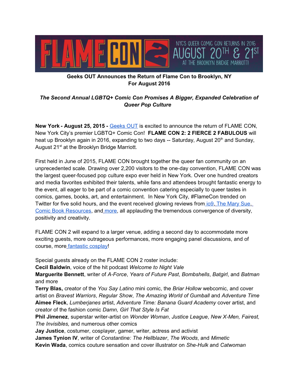 Geeks out Announces the Return of Flame Con to Brooklyn, NY