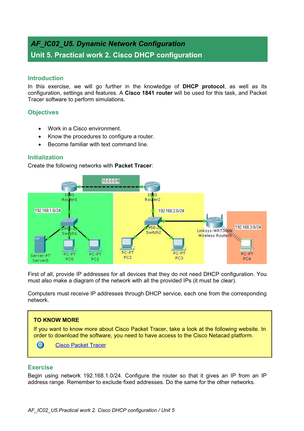 Create the Following Networks with Packet Tracer