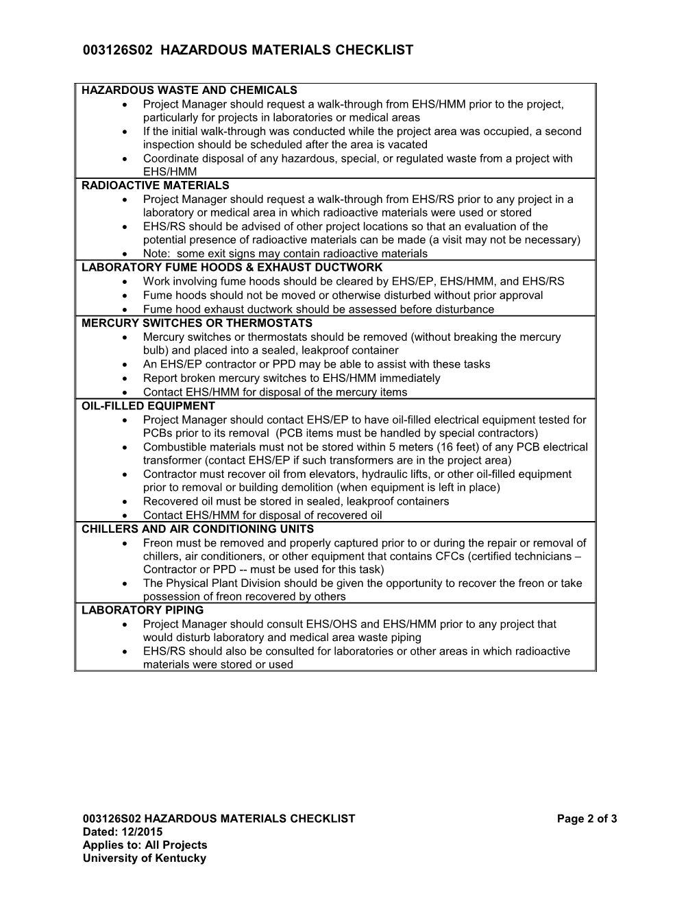 003126S02 Hazardous Materials Checklist