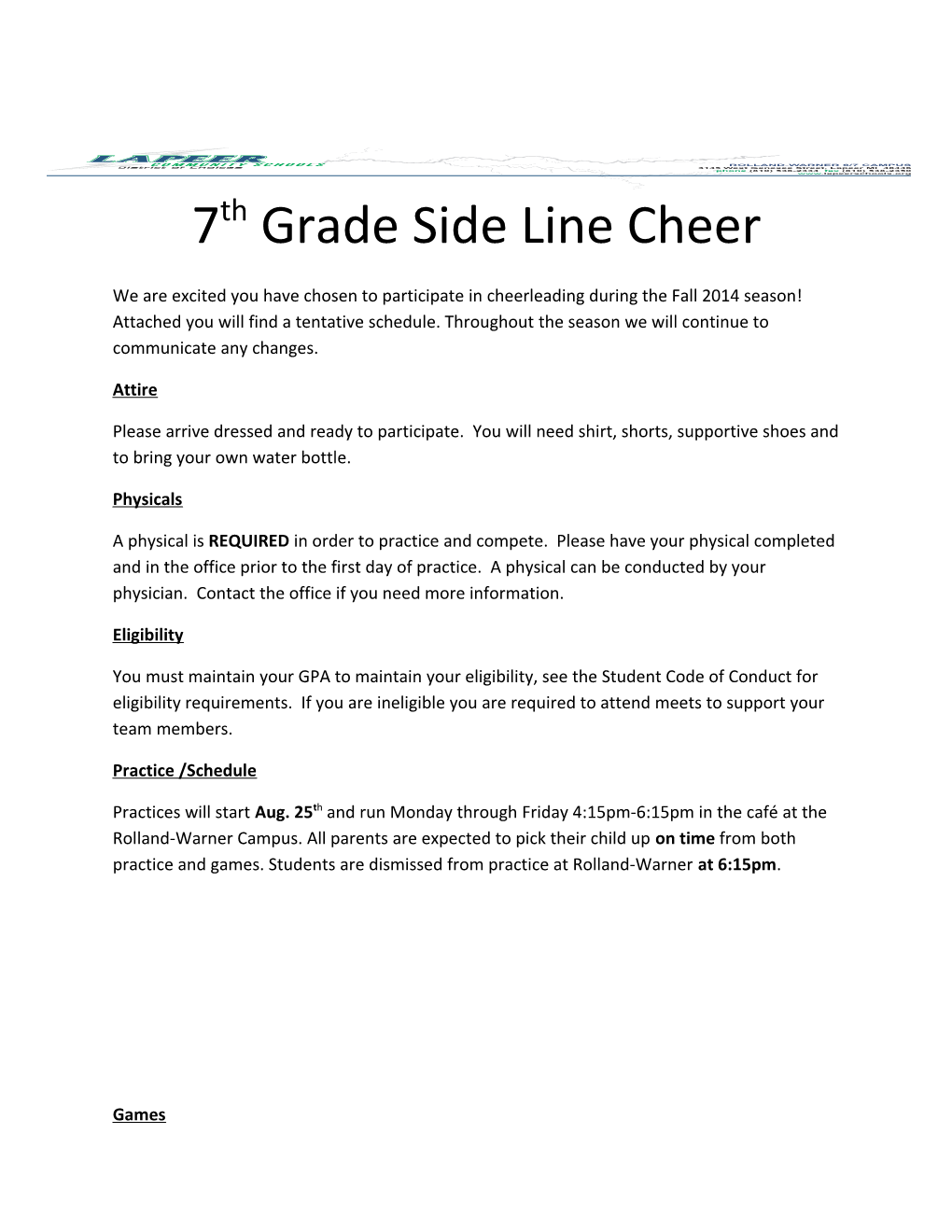 7Th Grade Side Line Cheer