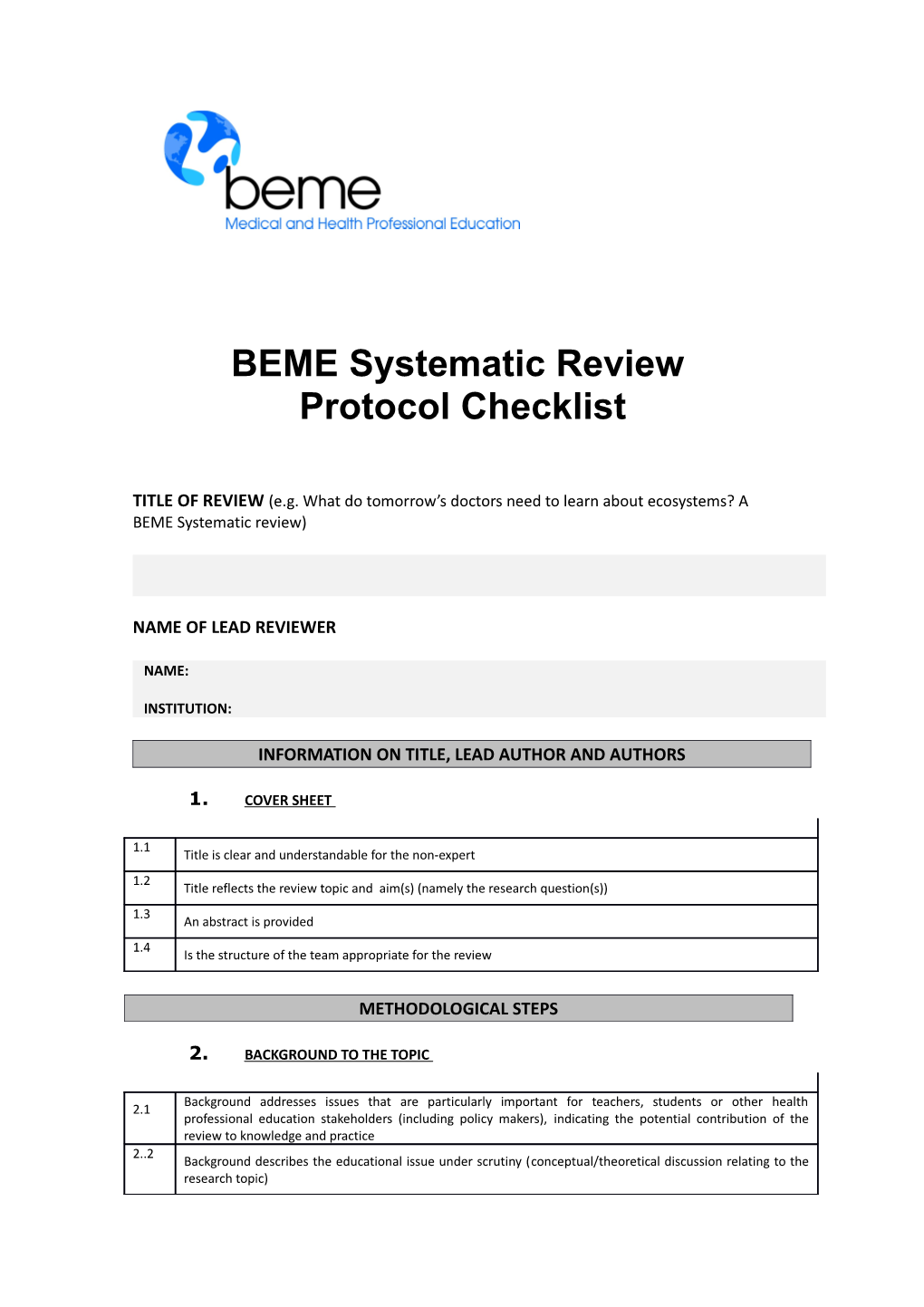 BEME Systematic Review