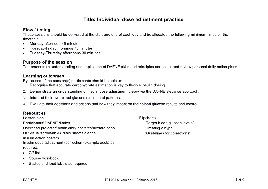 Title: Individual Dose Adjustment Practise