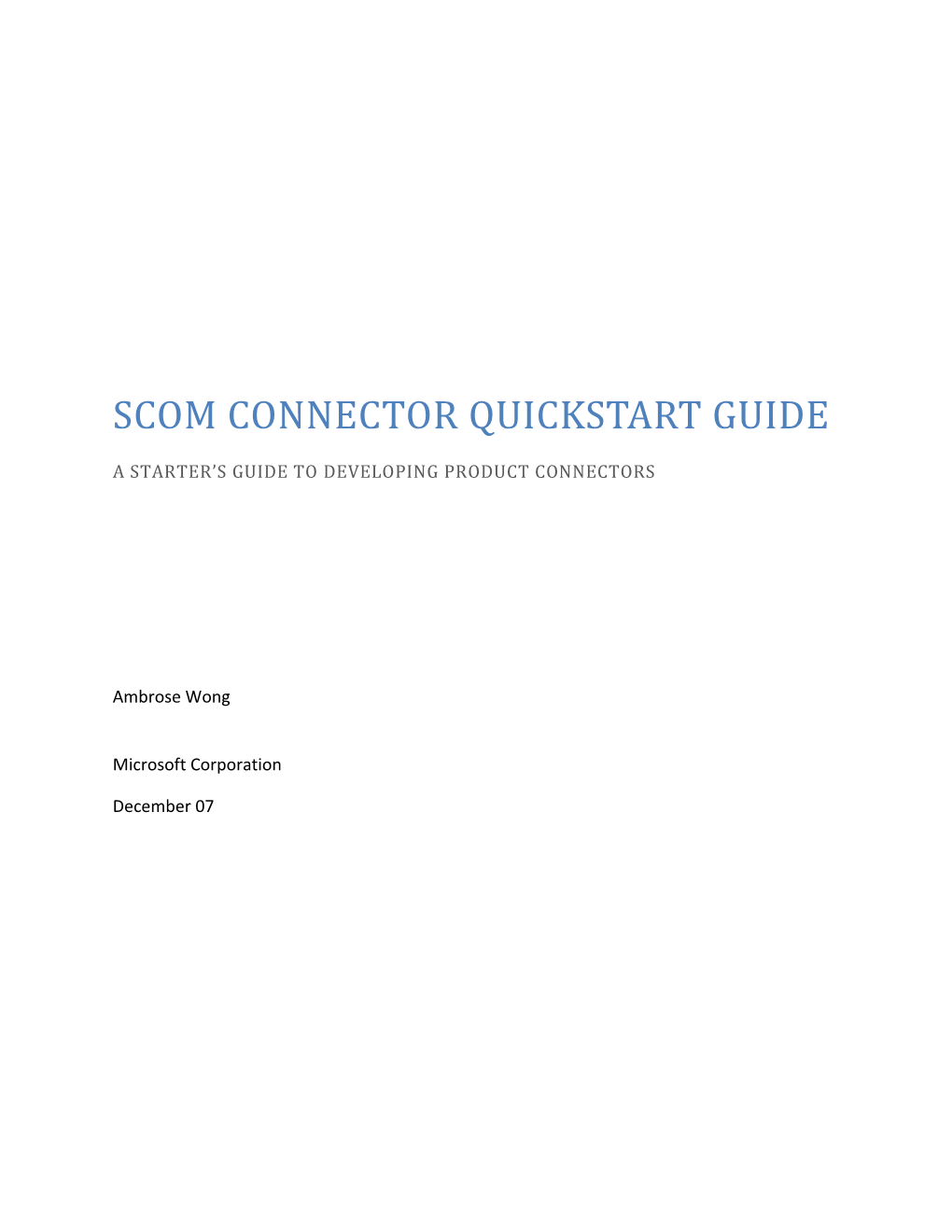 SCOM Connector Quickstart Guide