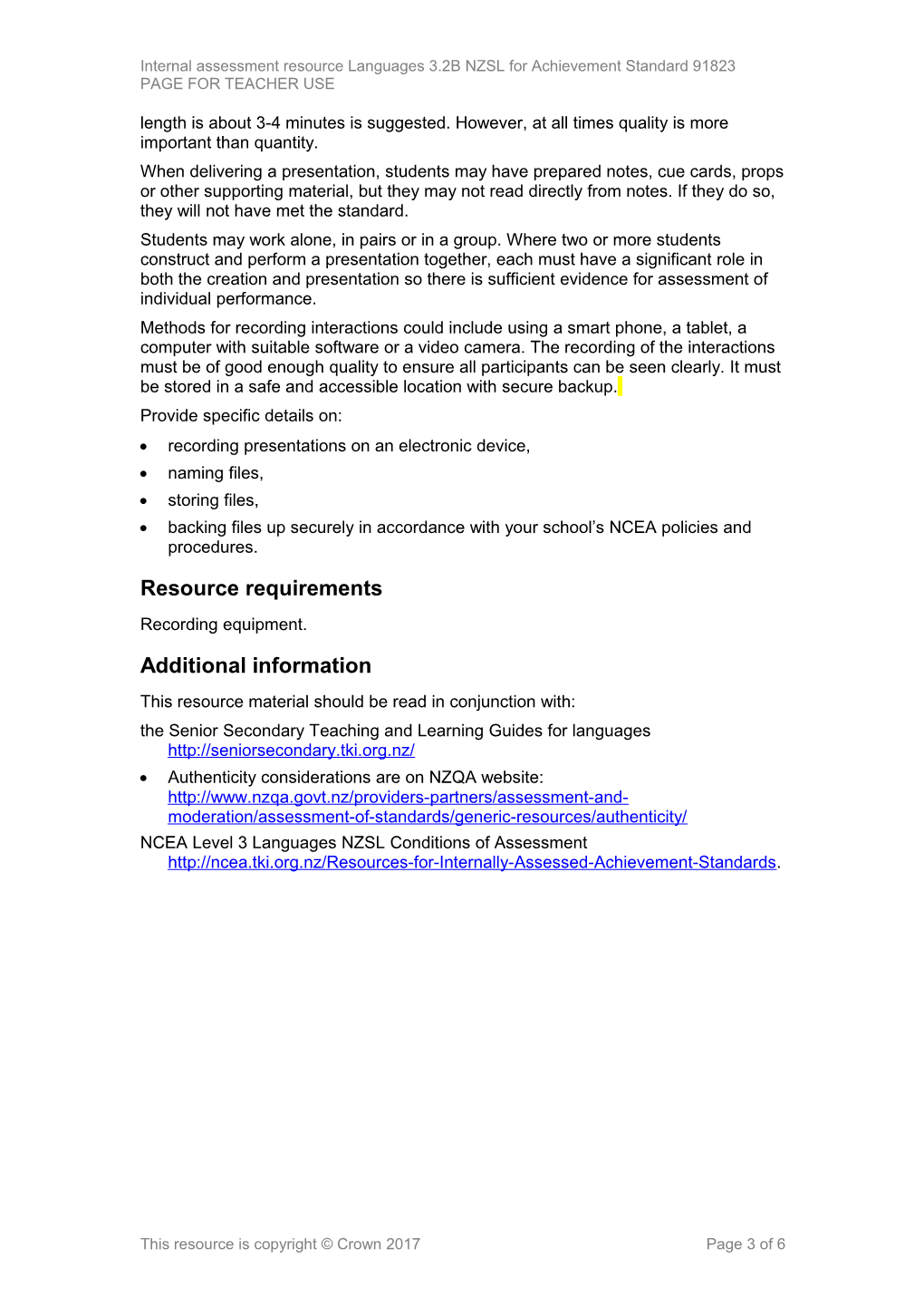Level 3 NZSL Internal Assessment Resource