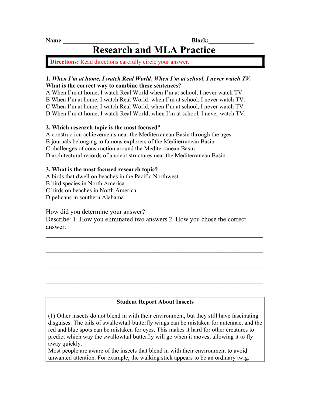 Research and MLA Practice