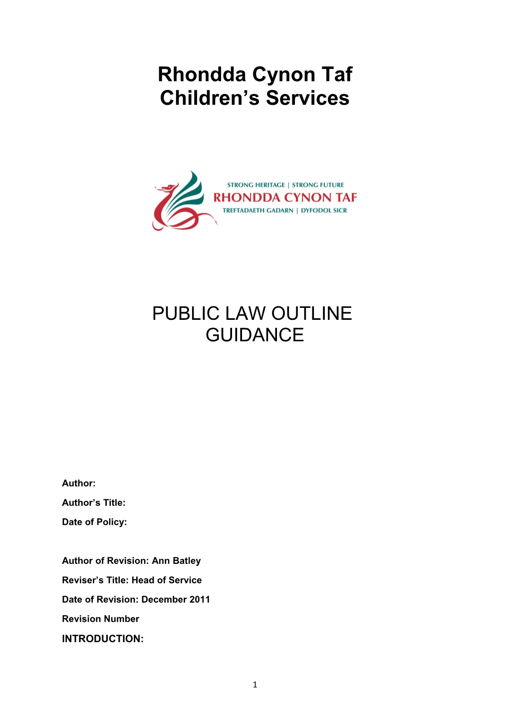 Initiating Care Procedings: Public Law Outline