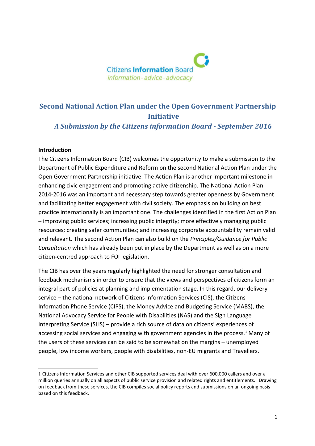 Second National Action Plan Under the Open Government Partnership Initiativea Submission