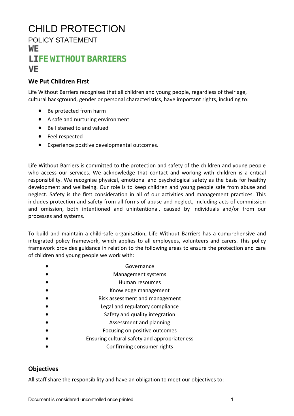 2.4A Child Protection Policy Statement