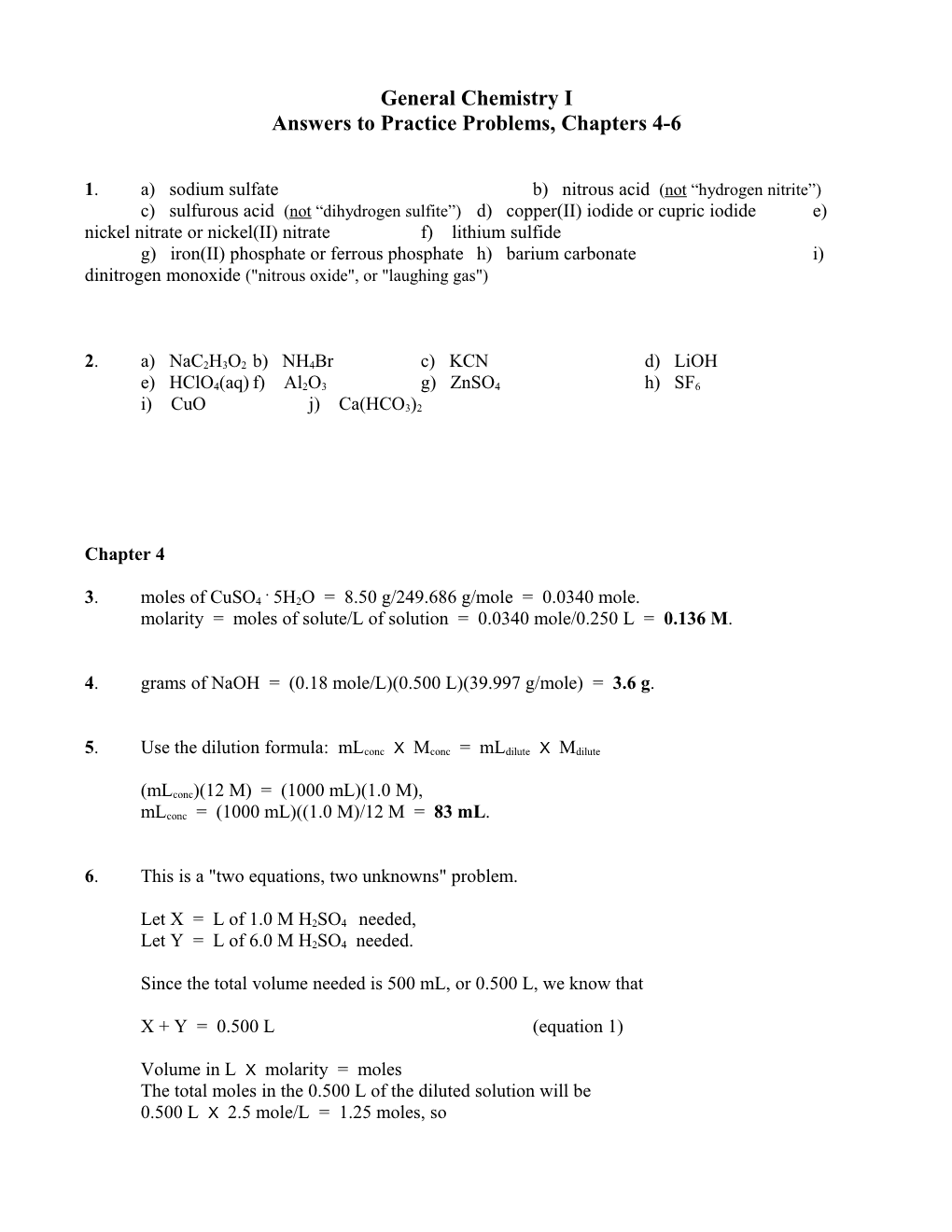 Answers to Practice Problems, Chapters 4-6