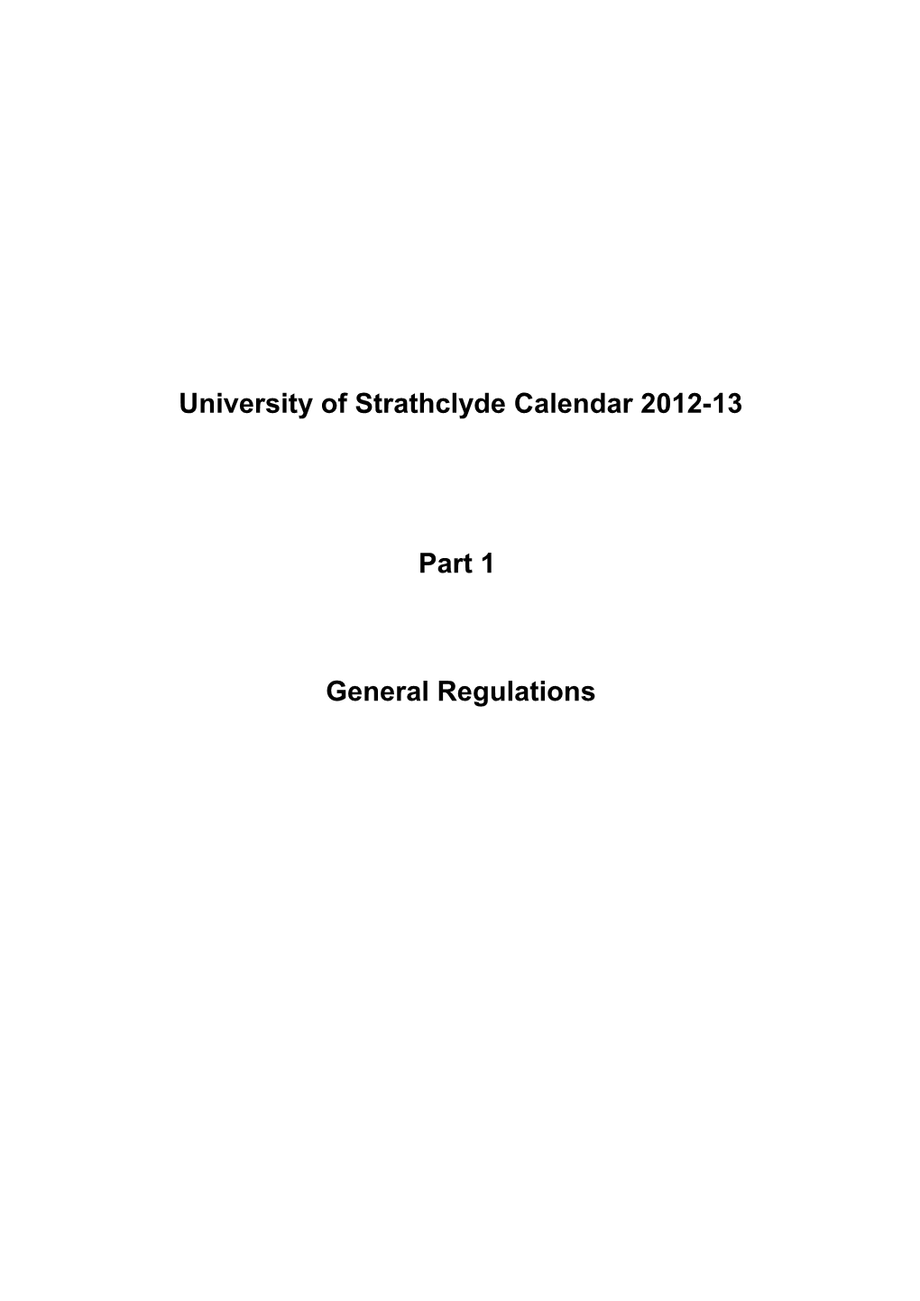 Universityof Strathclyde Calendar 2012-13