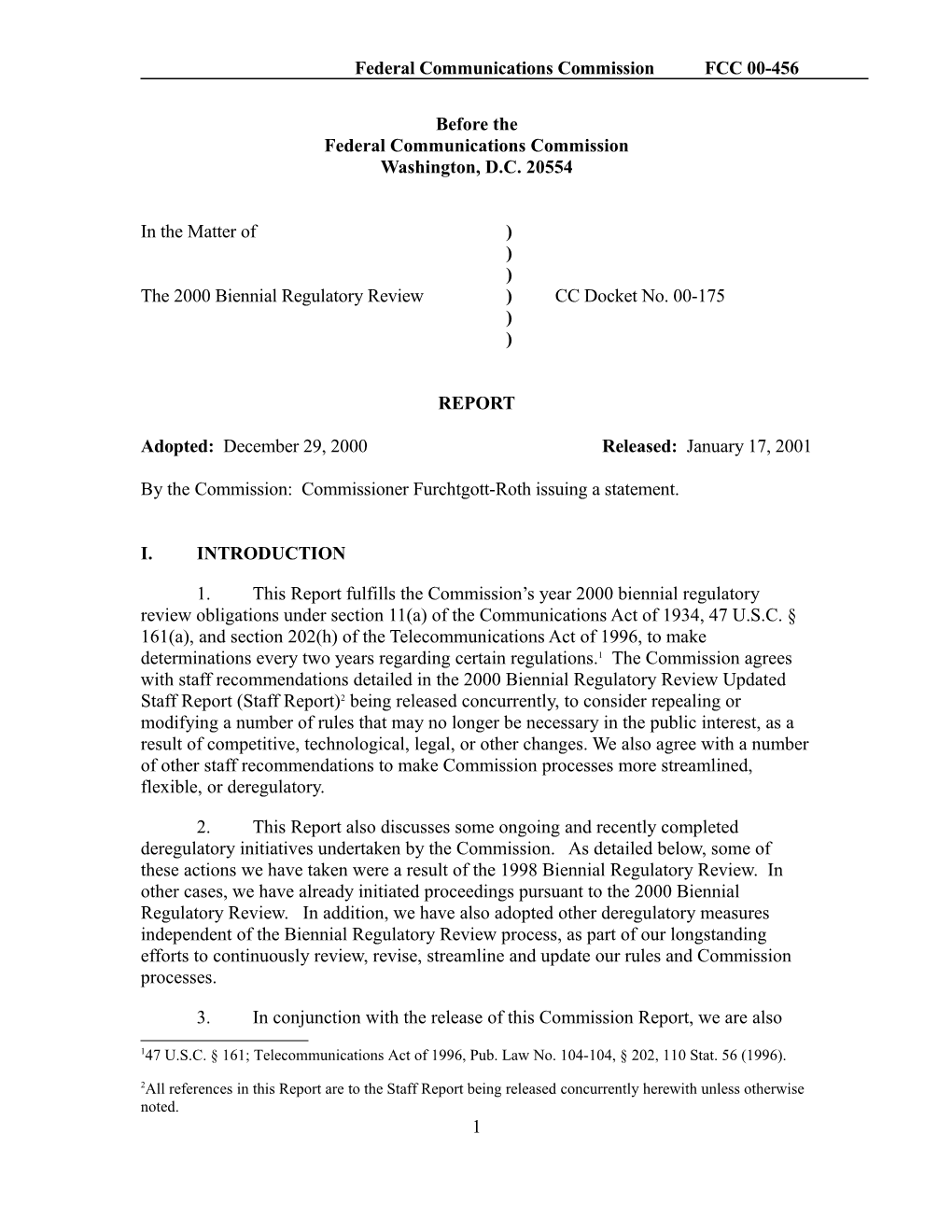 Federal Communications Commissionfcc 00-456