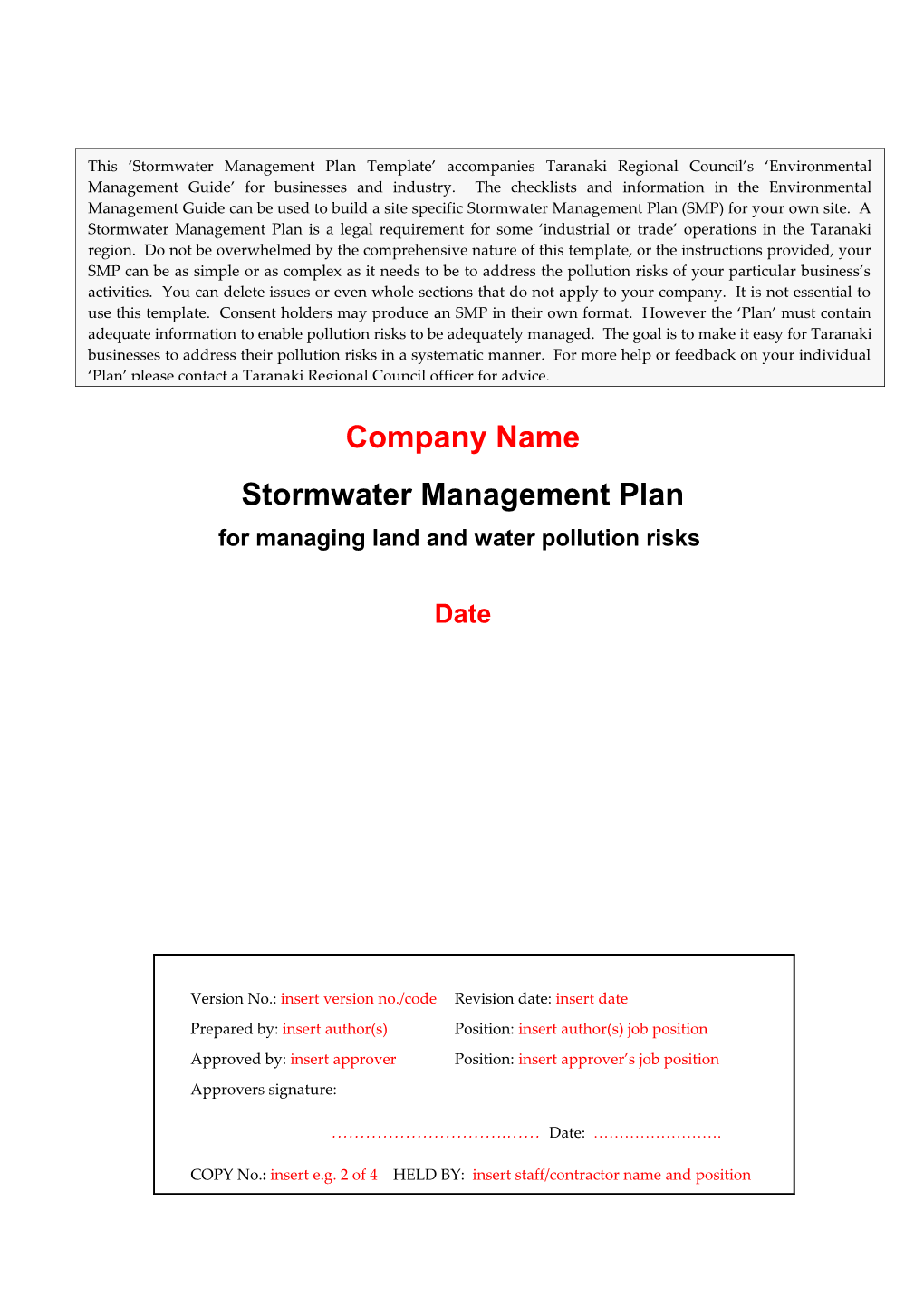 Guide to Management Plan