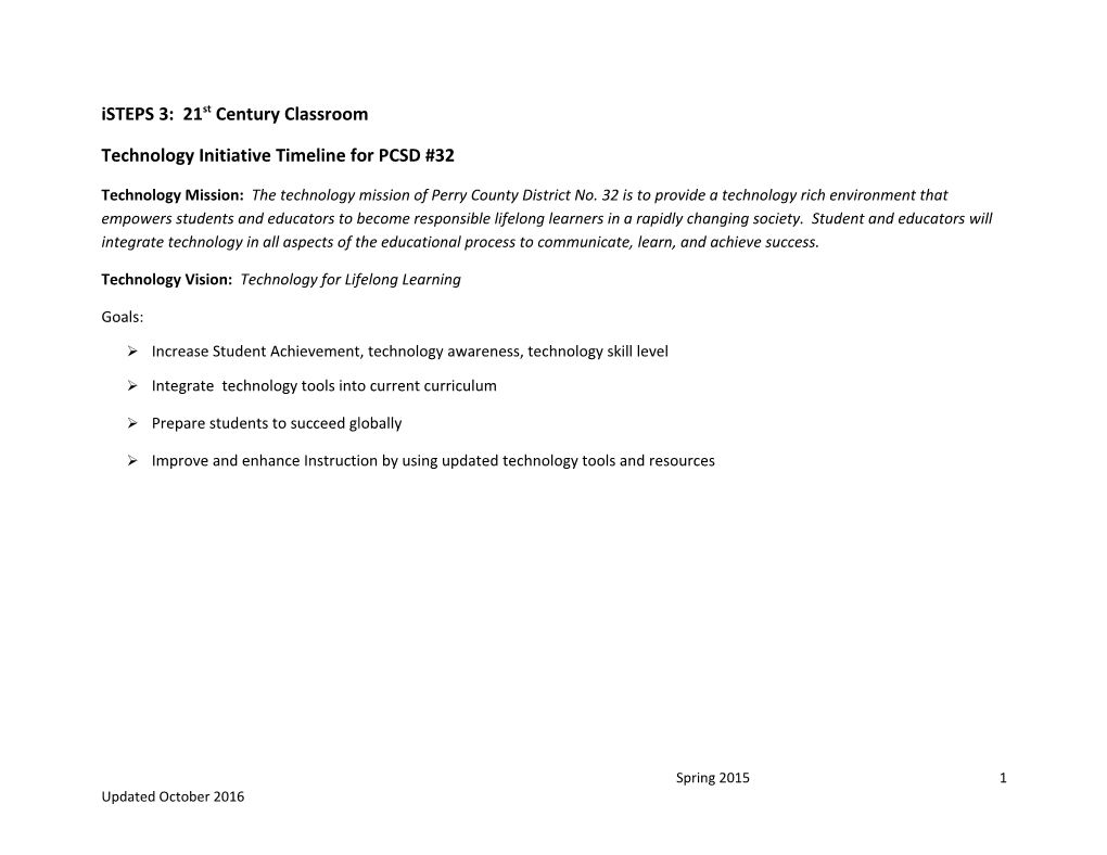 Technology Initiative Timeline for PCSD #32