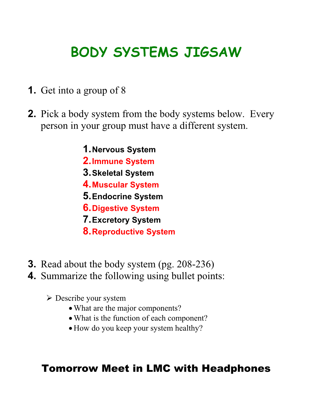 Body Systems Jigsaw