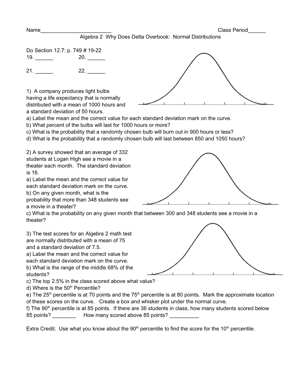 Algebra 2 Why Does Delta Overbook: Normal Distributions