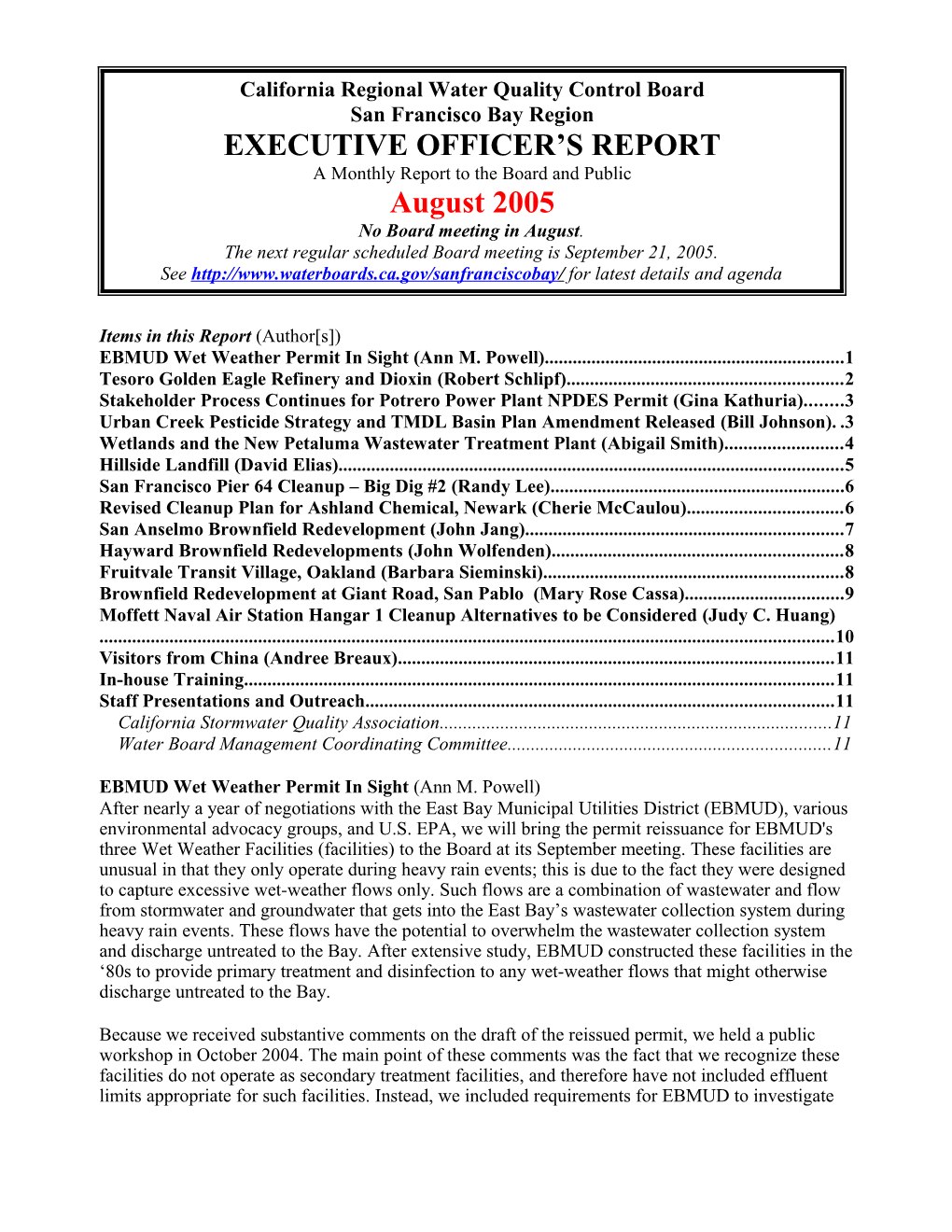Executive Officer S Reportpage 1