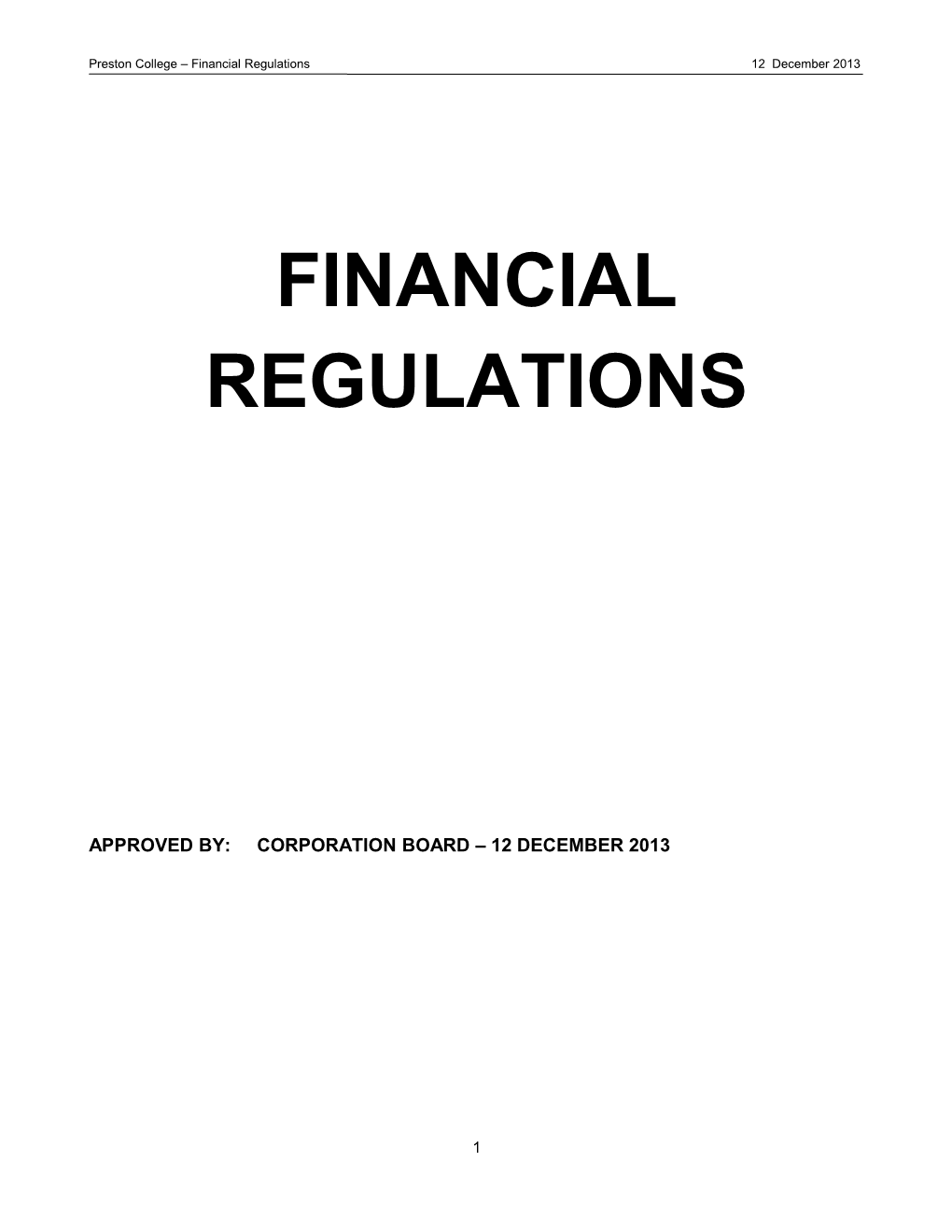 Preston College Financial Regulations12 December 2013