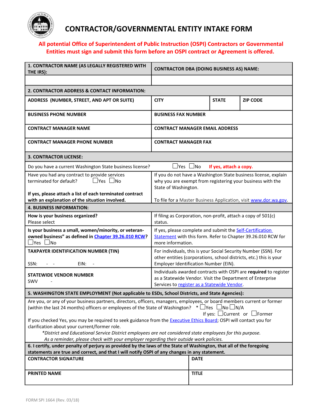 OSPI Contractor Intake Form