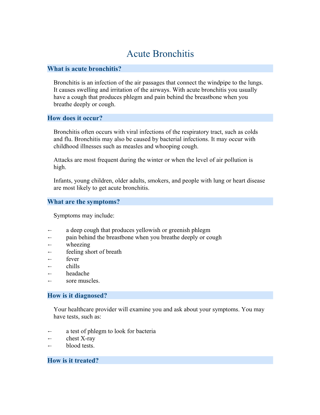 Acute Bronchitis