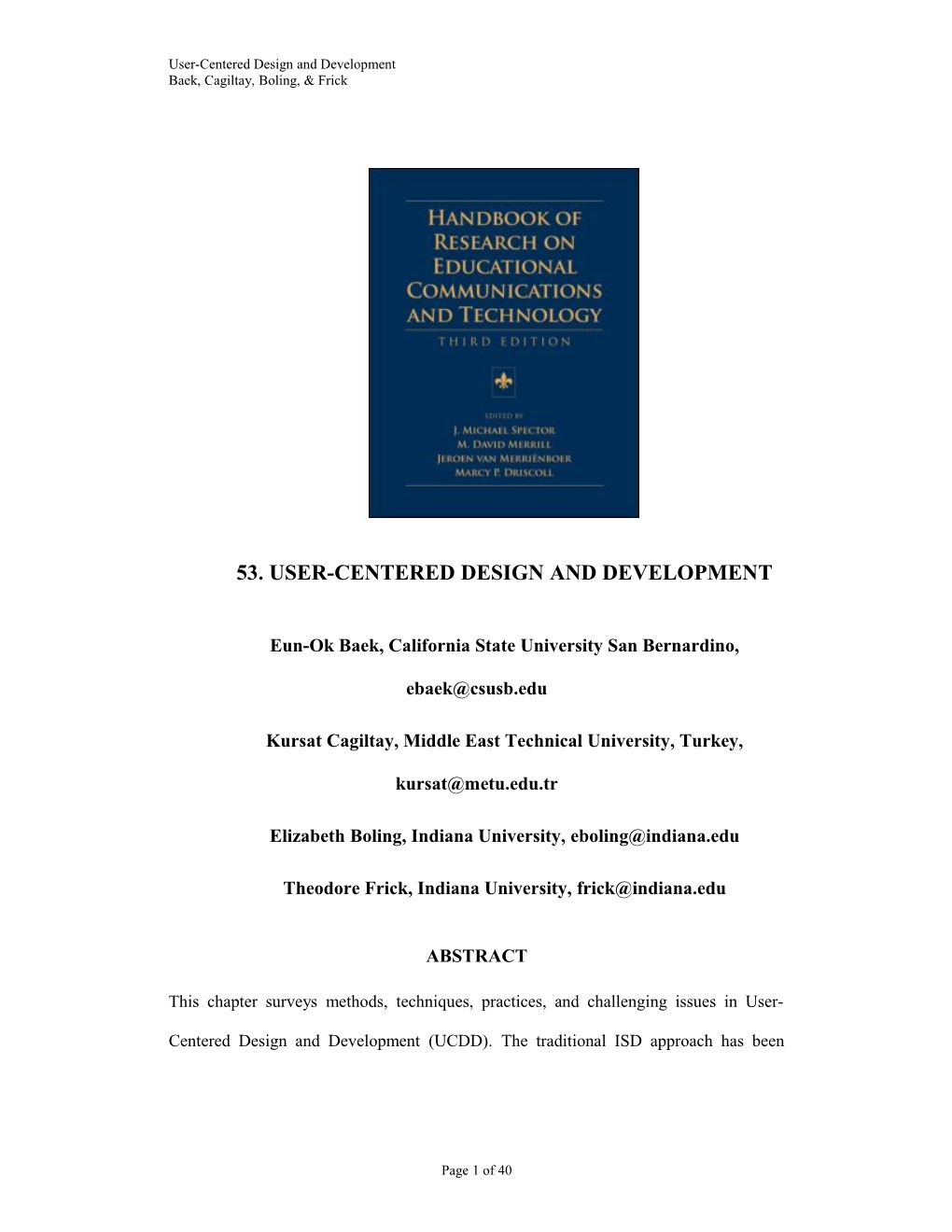 Handbook of Research on Educational and Communications Technology