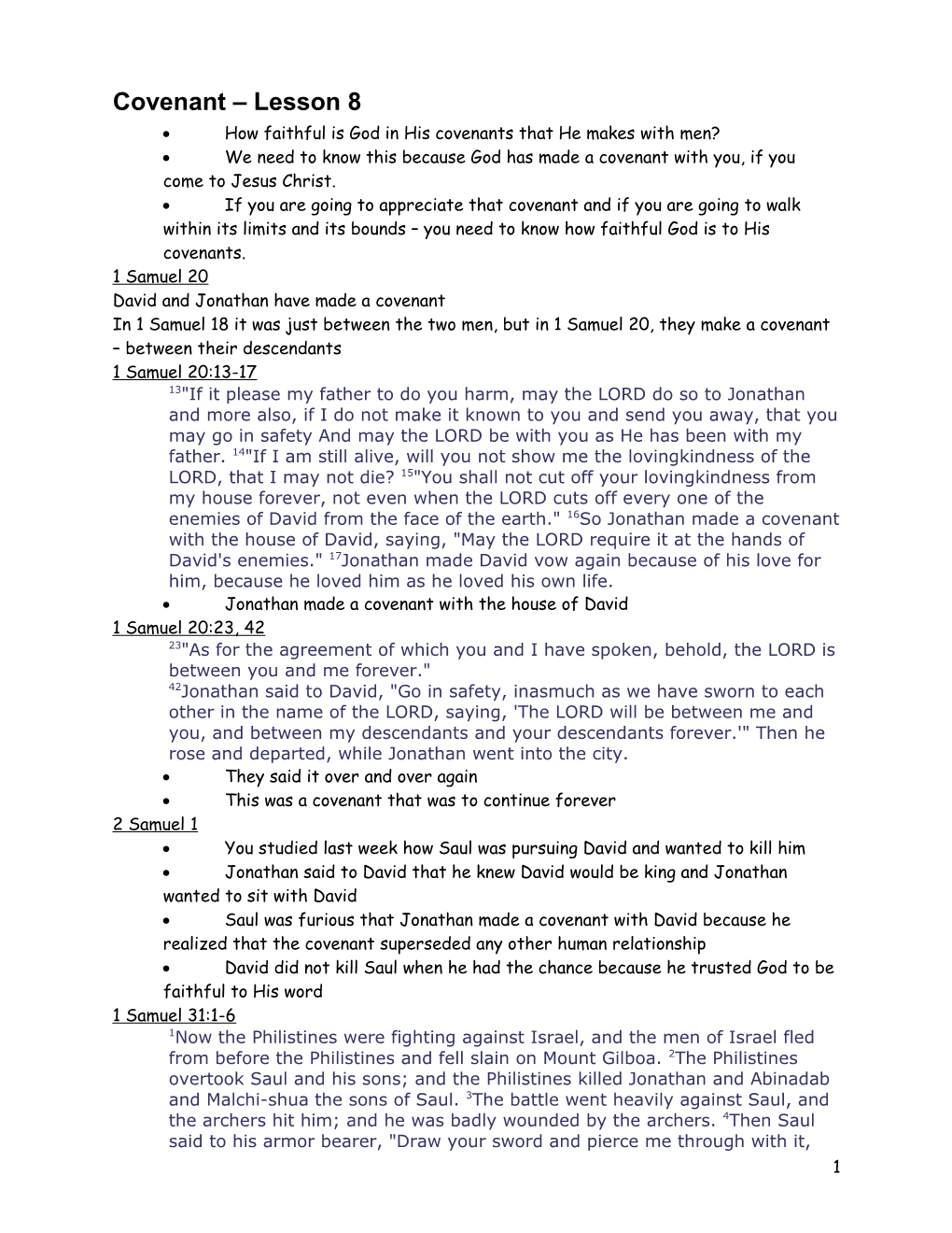 Covenant Lesson 8