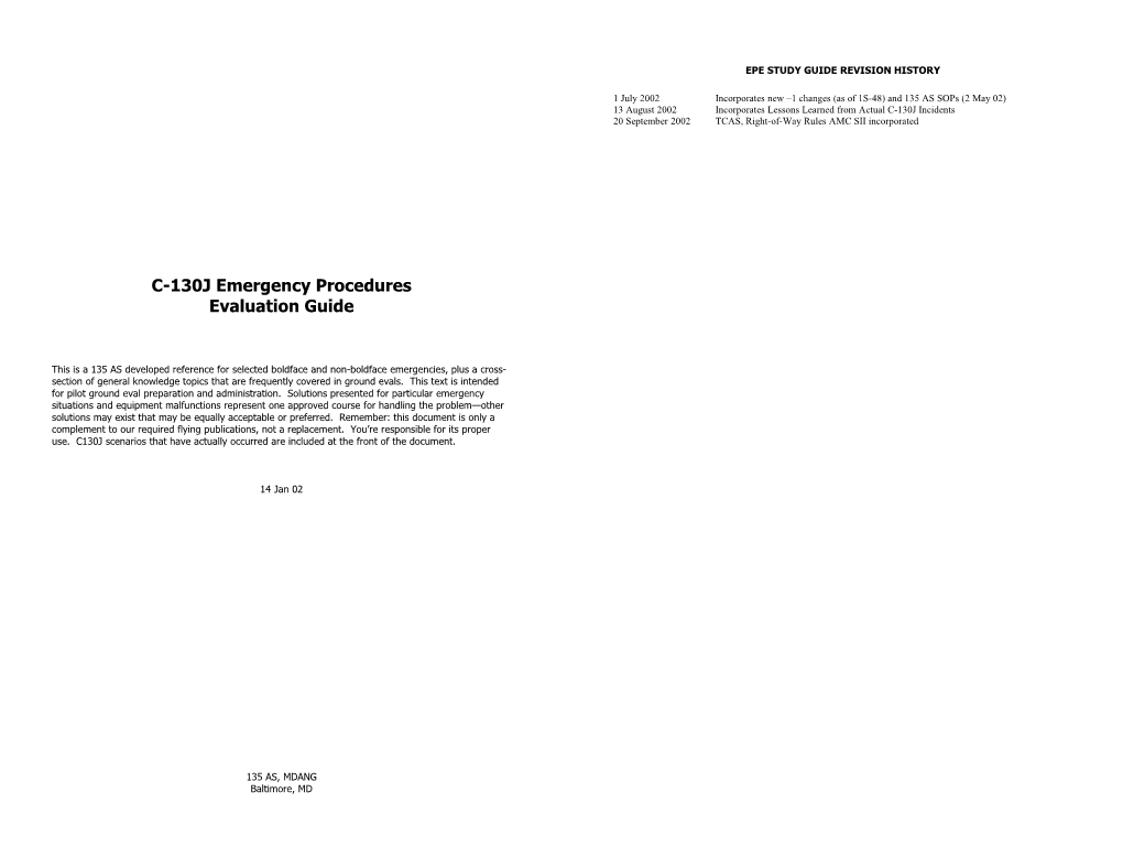 C-130 Emergency Procedures Study Guide