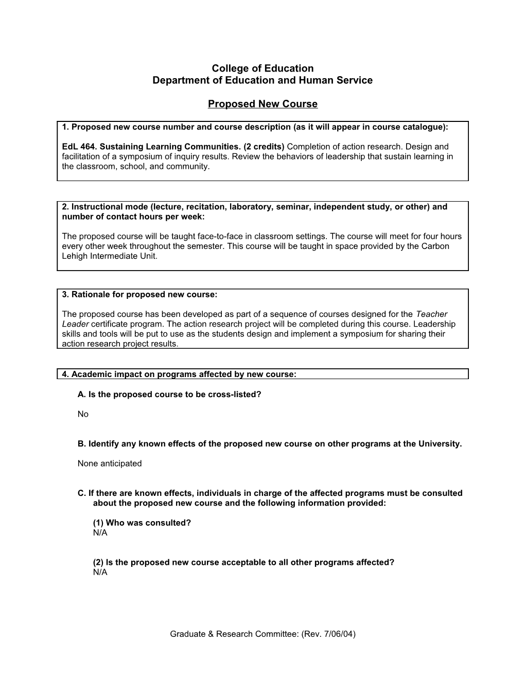 GRC New Course Proposal Form