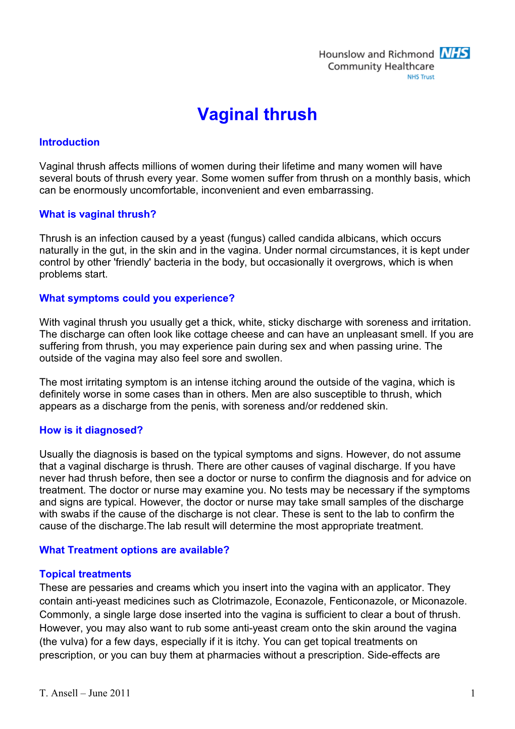 What Is Vaginal Thrush?