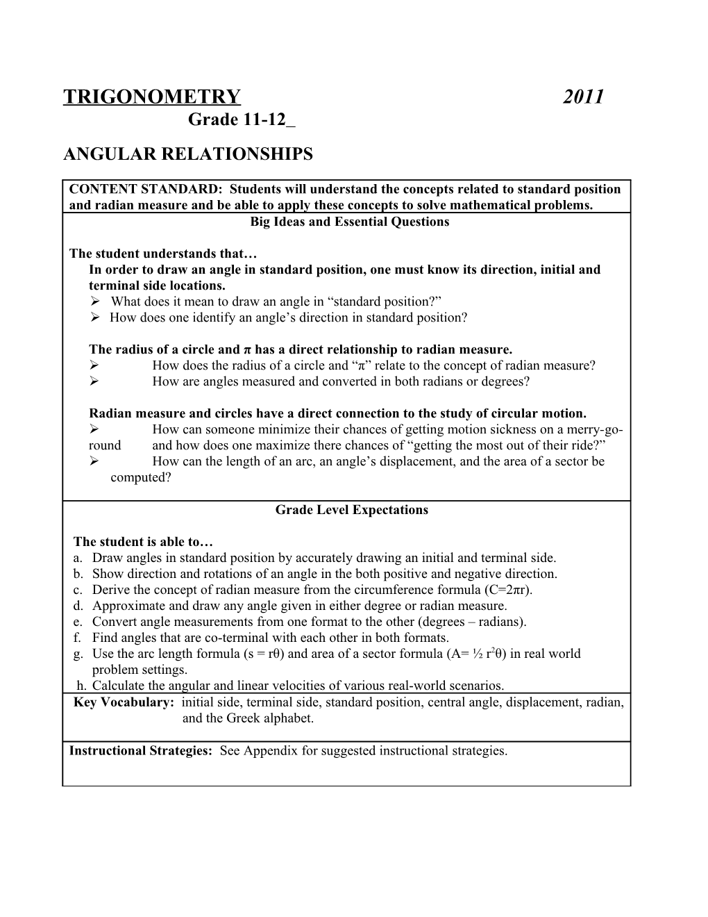 Curriculum Design Format