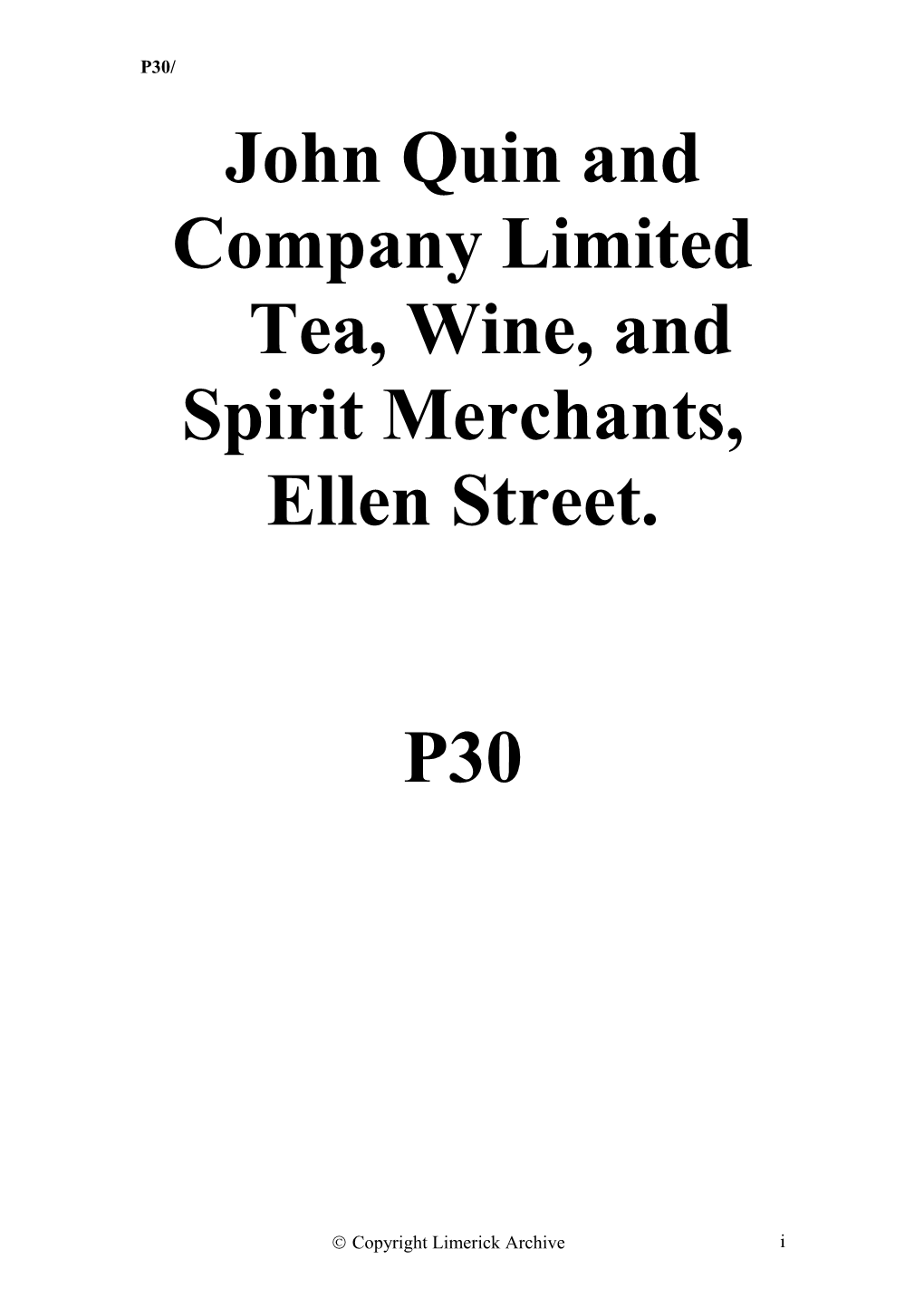 John Quin and Company Limited