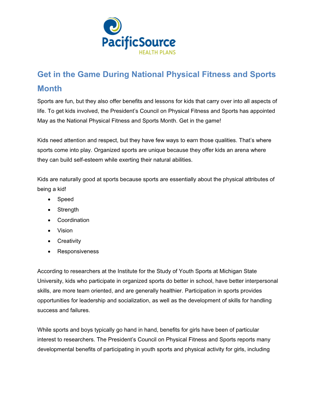 The Benefits of Youth Sports-National Youth Sports Month