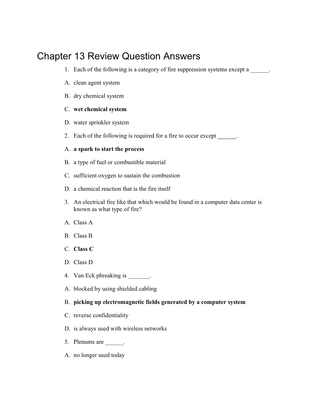 Chapter 13 Review Question Answers