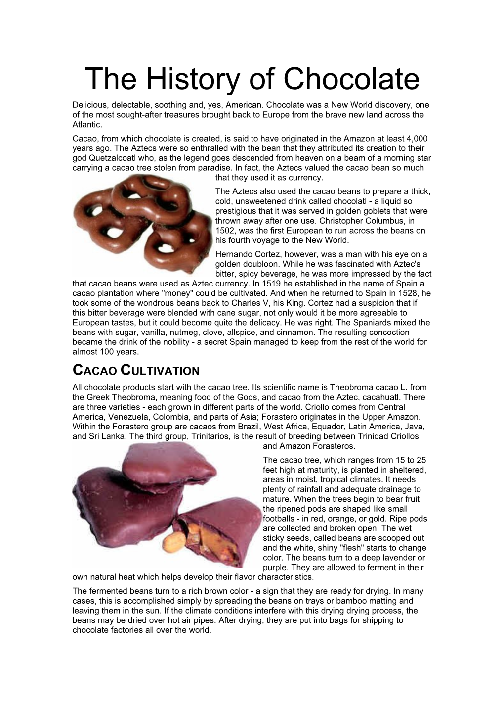 The History of Chocolate