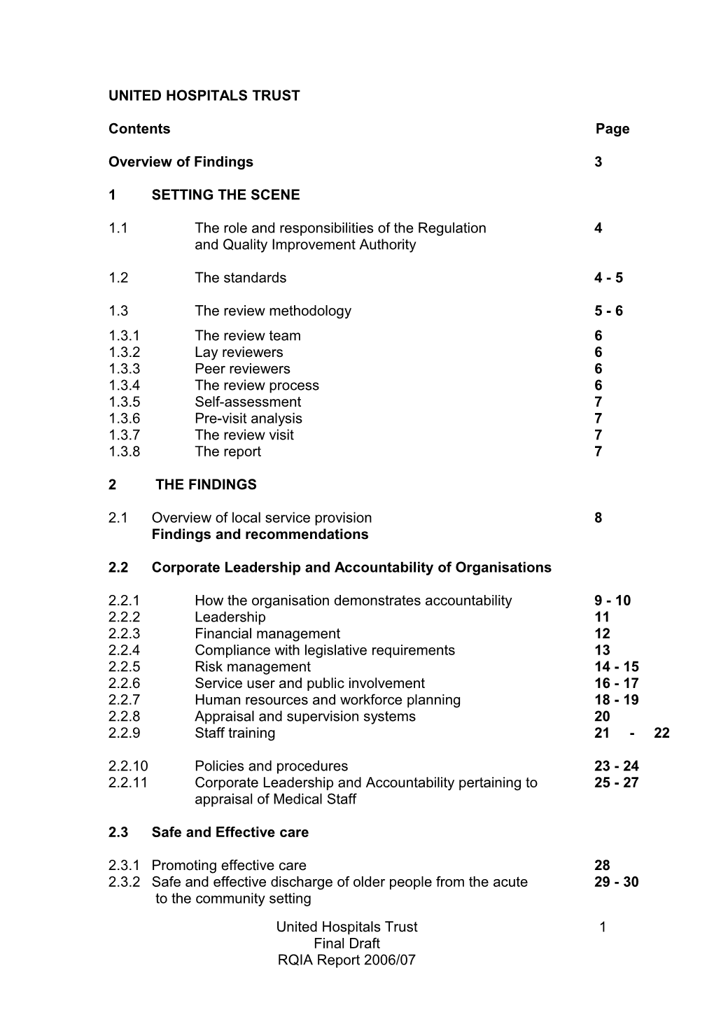 Format for Reports