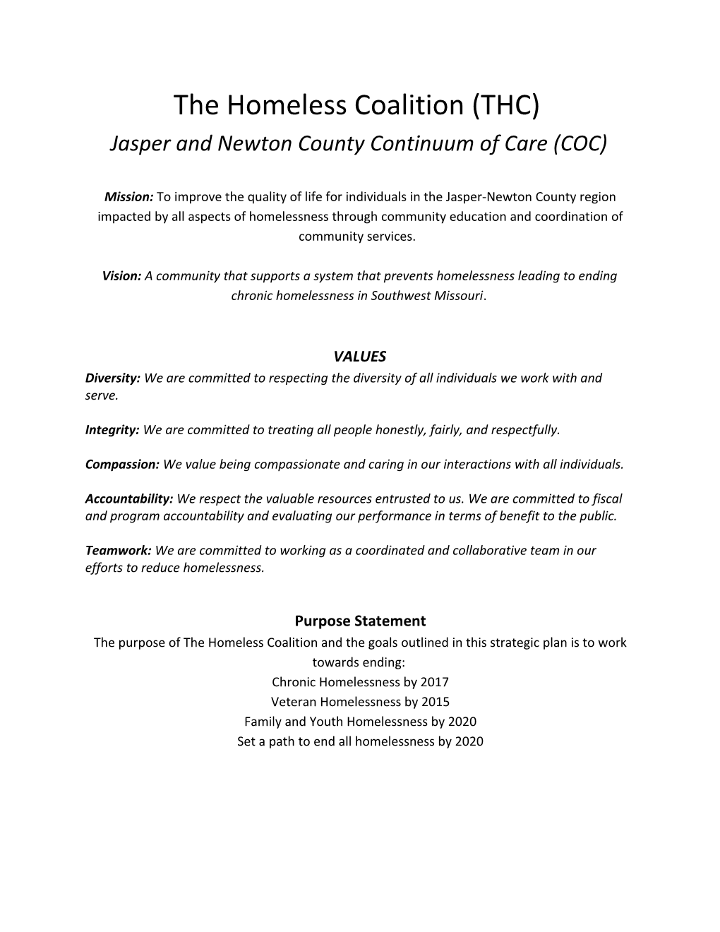 Jasper and Newton County Continuum of Care (COC)