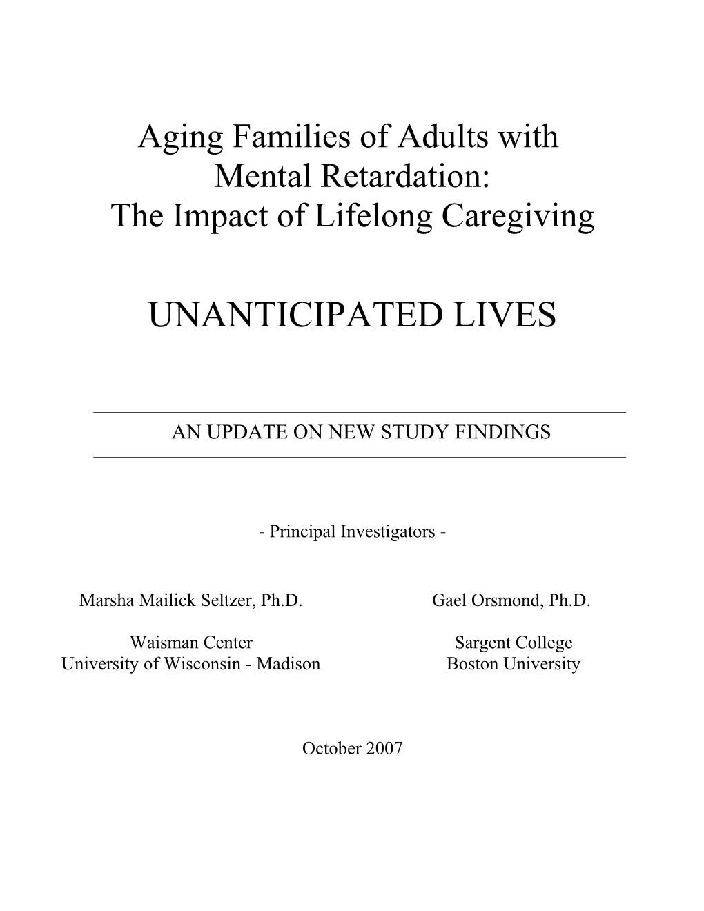 Aging Families of Adults With