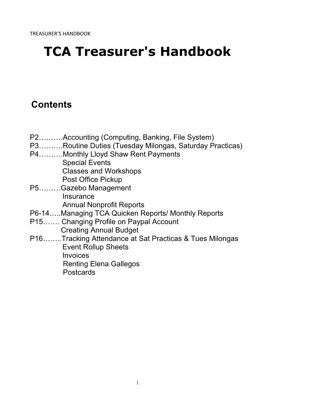 TCA Treasurer's Handbook