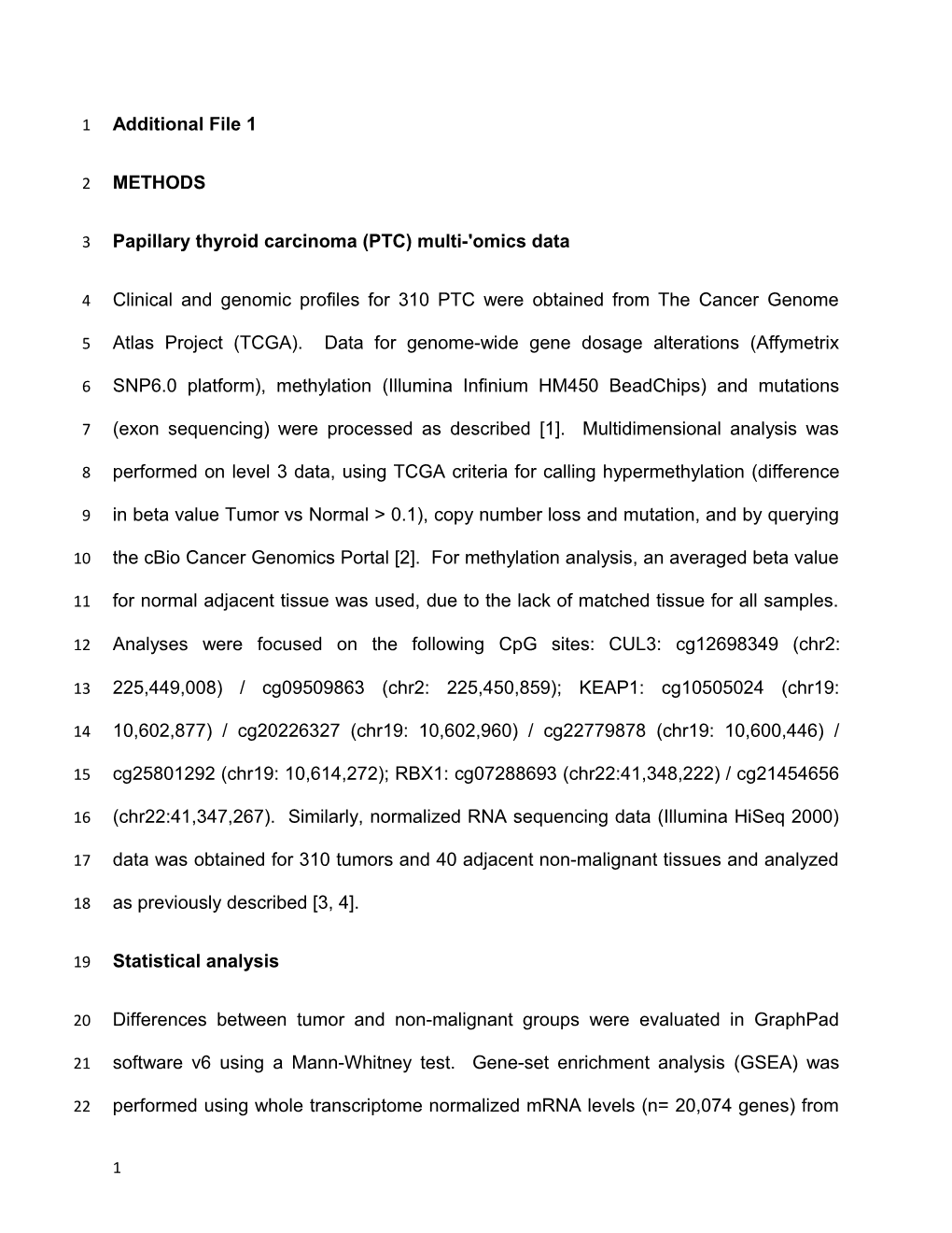 Papillary Thyroid Carcinoma (PTC) Multi-'Omics Data