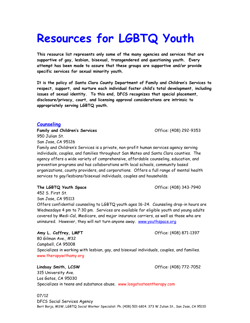 Resources for LGBTQ Youth