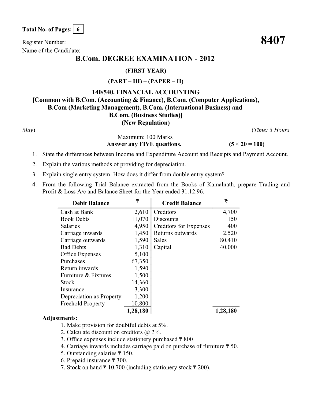 Register Number: 8407