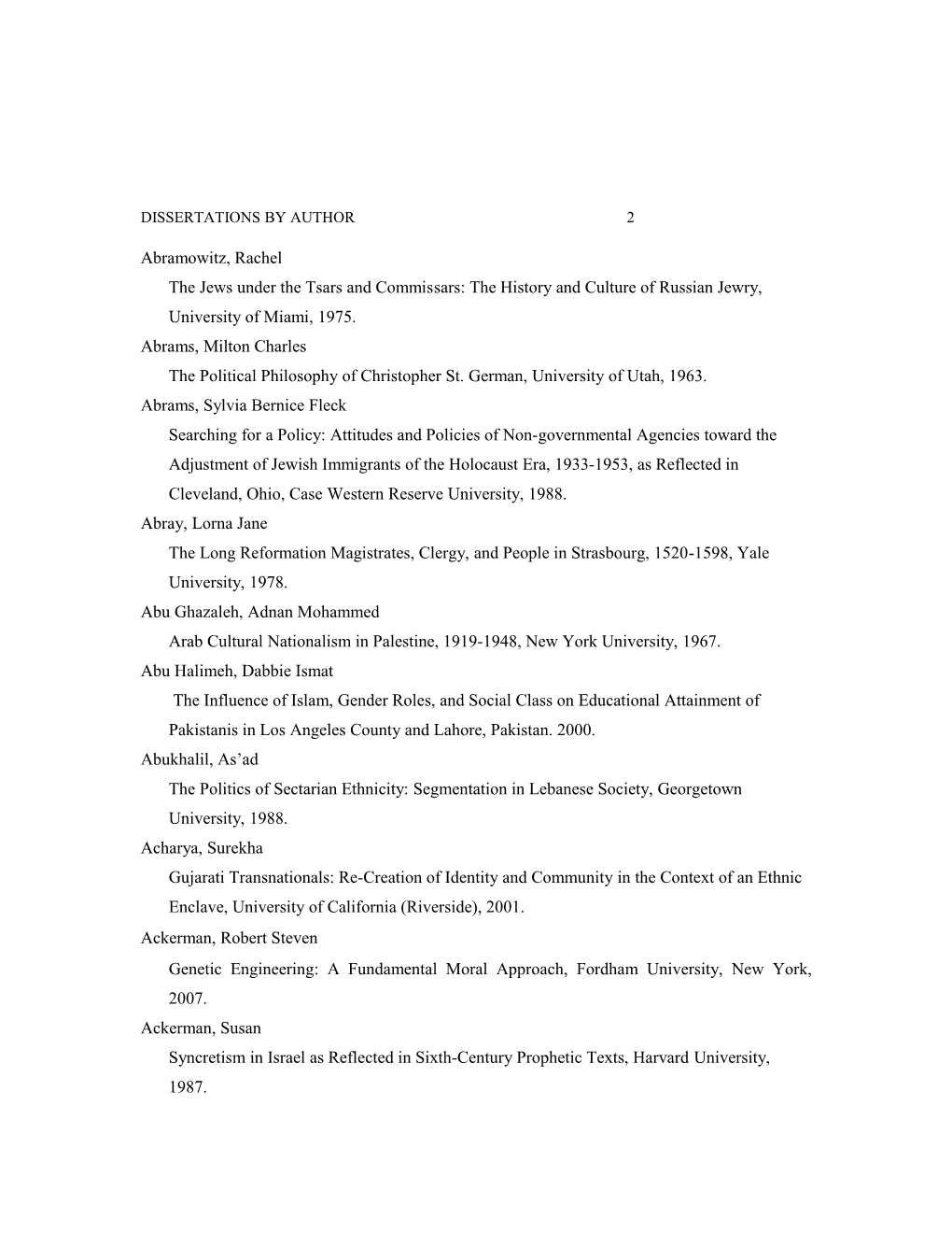 Doctoral Dissertations by Author