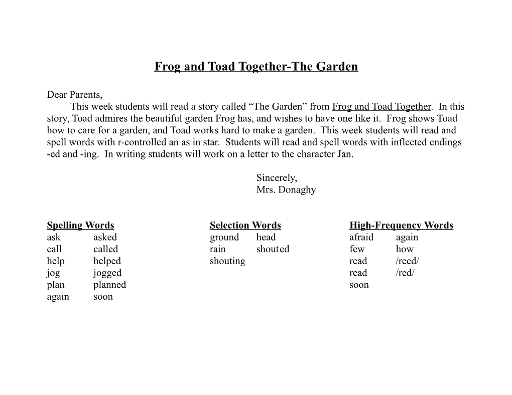 Frog and Toad Together-The Garden