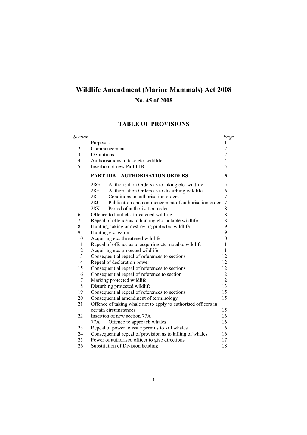 Wildlife Amendment (Marine Mammals) Act 2008