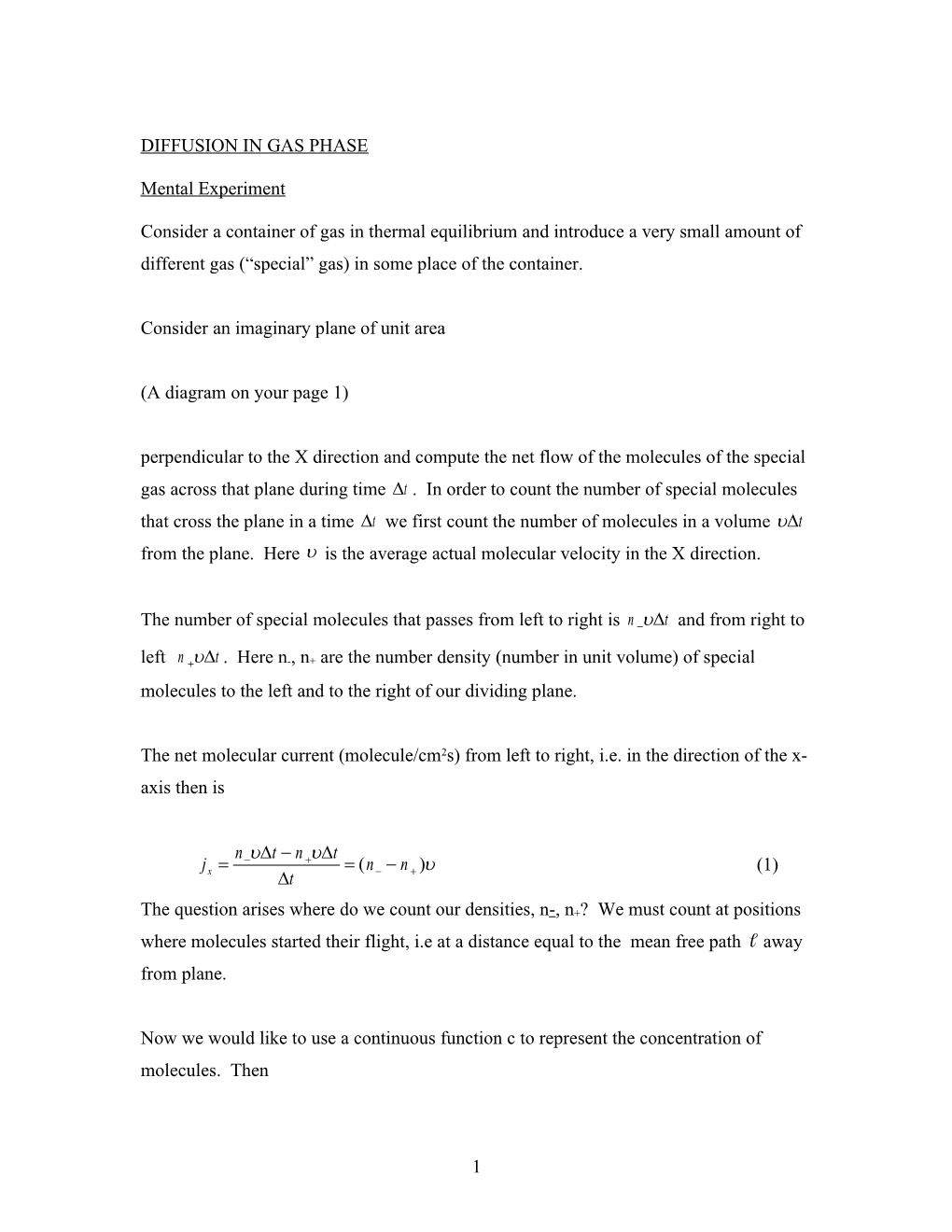 Diffusion on Gas